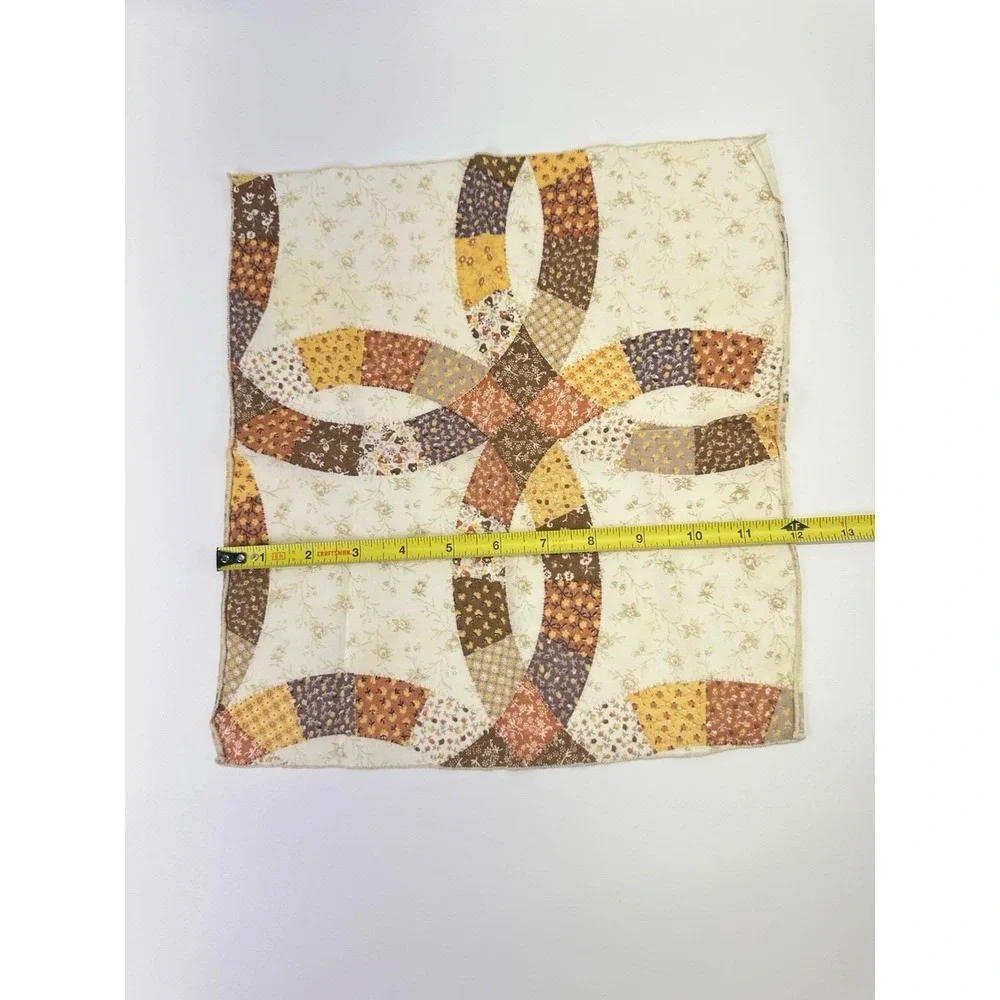 Vintage Handmade Cloth Napkins Set Of 3 Patchwork Quilt Print Double Wedding Rin